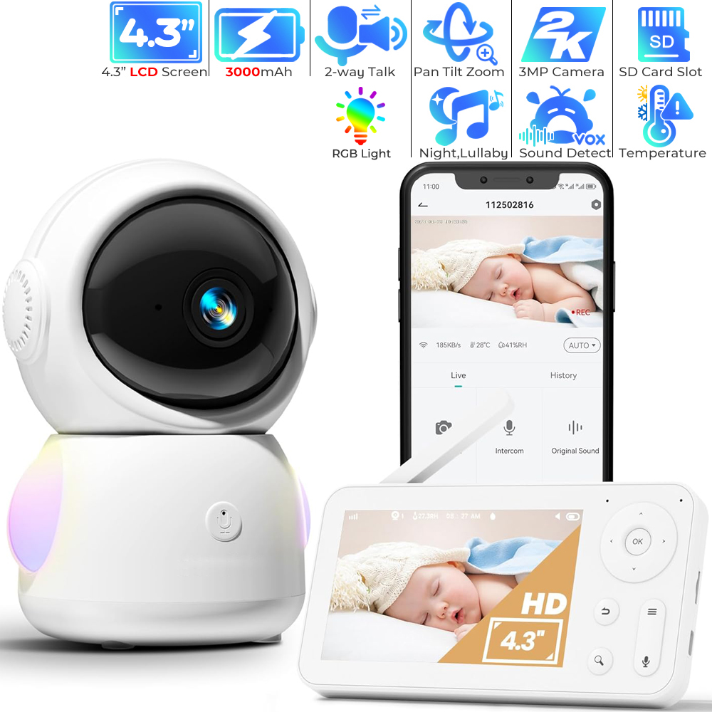 Audio Music Google - Monitor de bebê wi-fi com controle