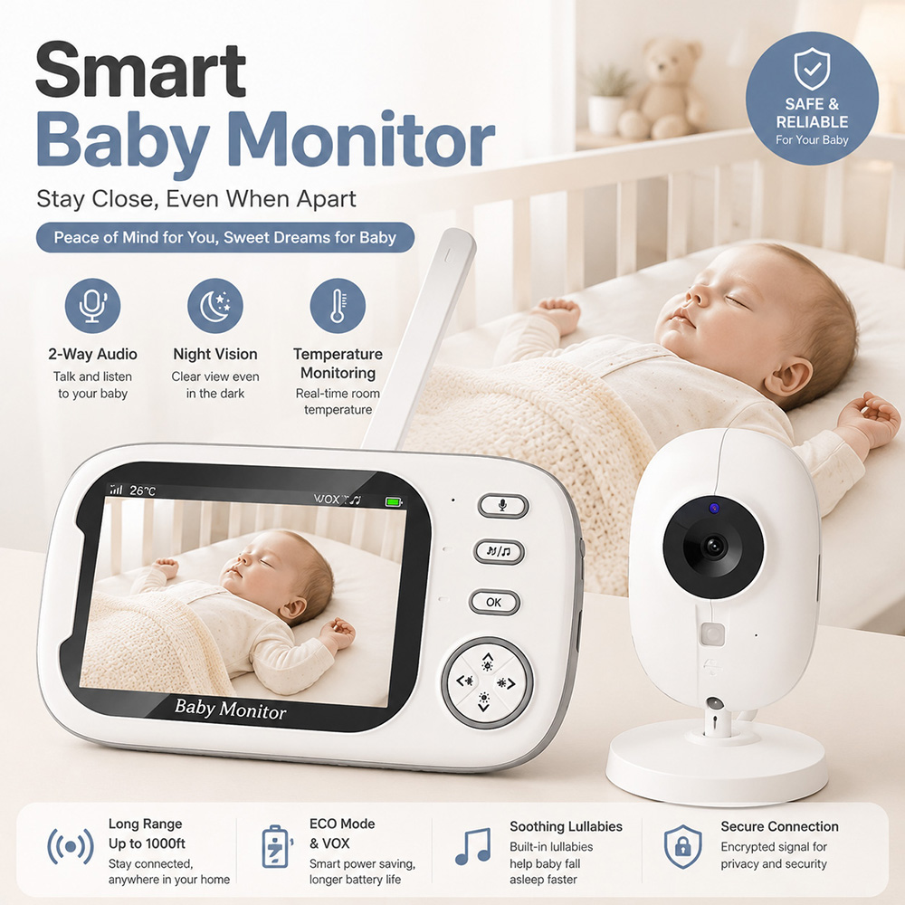 Audio Music Videos - Monitor de Bebê de 3,5 polegadas