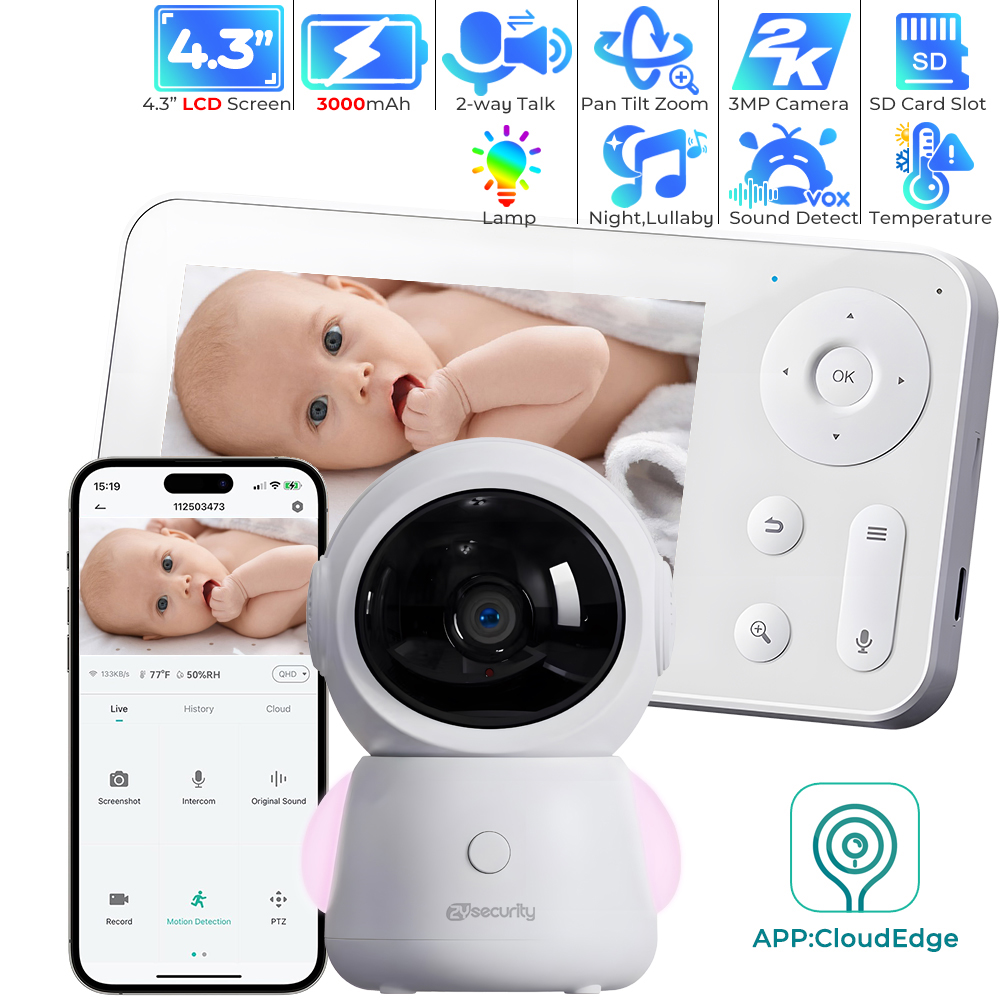 Audio Music Google - 2K Monitor de bebê Wi-Fi Via