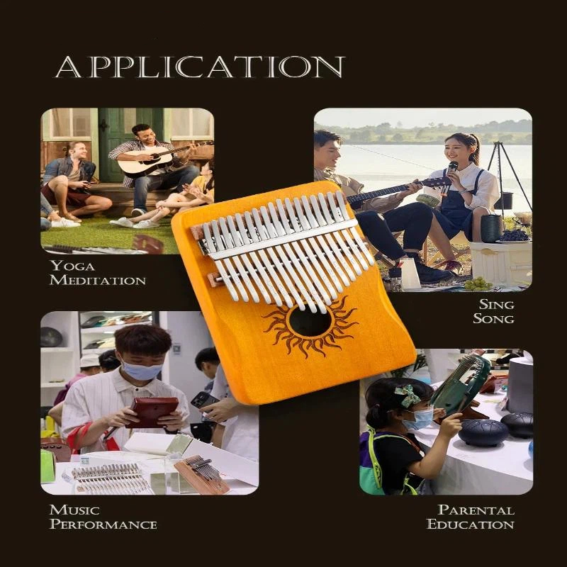 Kalimba Thumb Piano - Kalimba de madeira com 17 teclas,