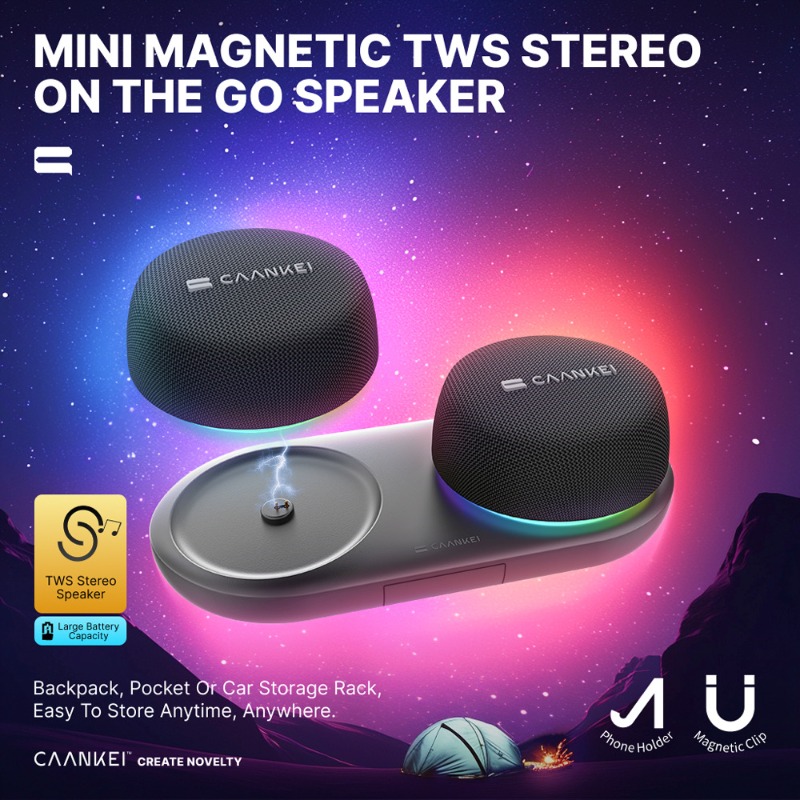 Audio Music Spotify - Caixa de Som Bluetooth Magnética com