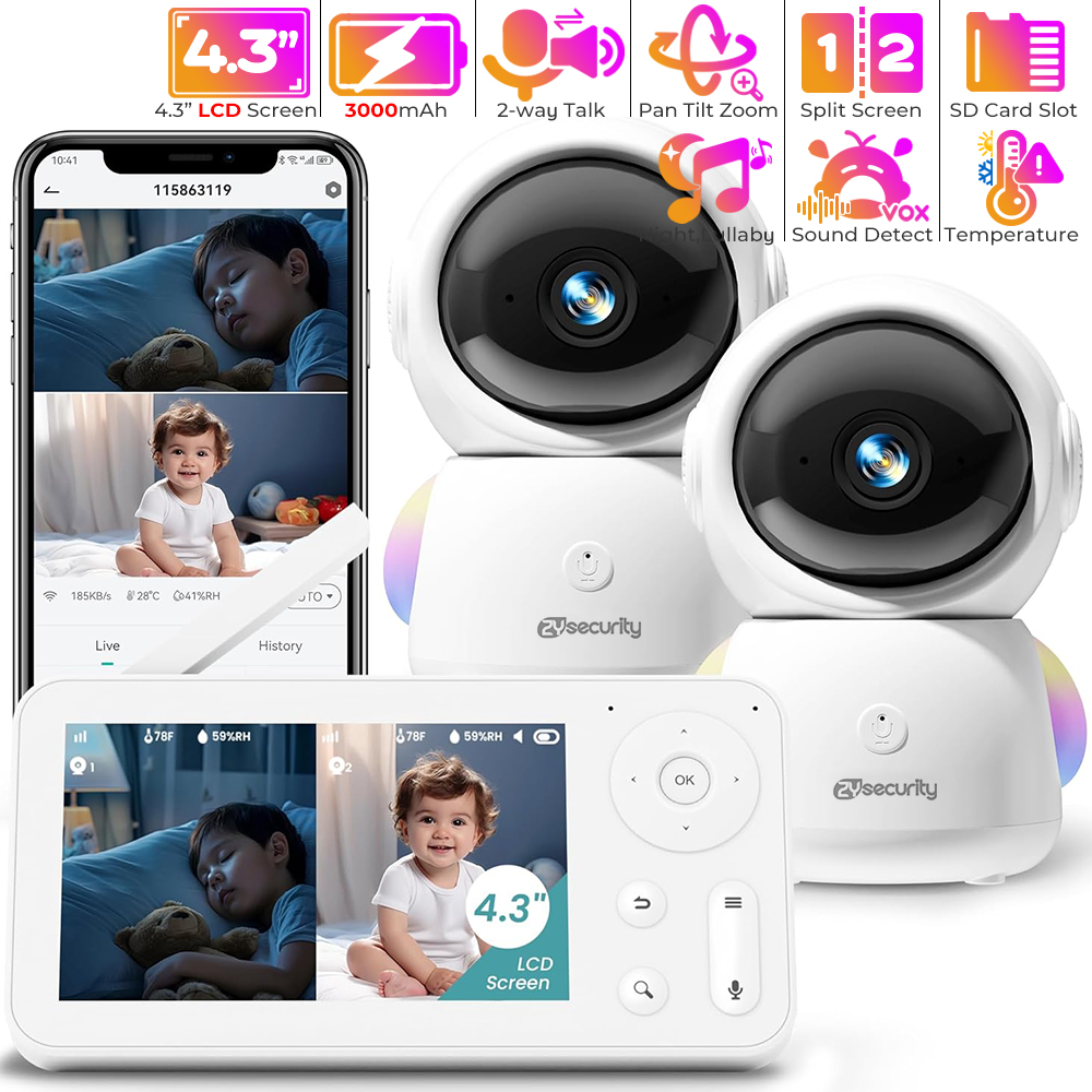 Audio Music Videos - Monitor de bebê 2K com 2