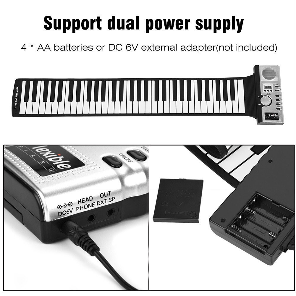 Teclado portátil de borracha d - Keyboard Piano 61 Key avaliação e preço